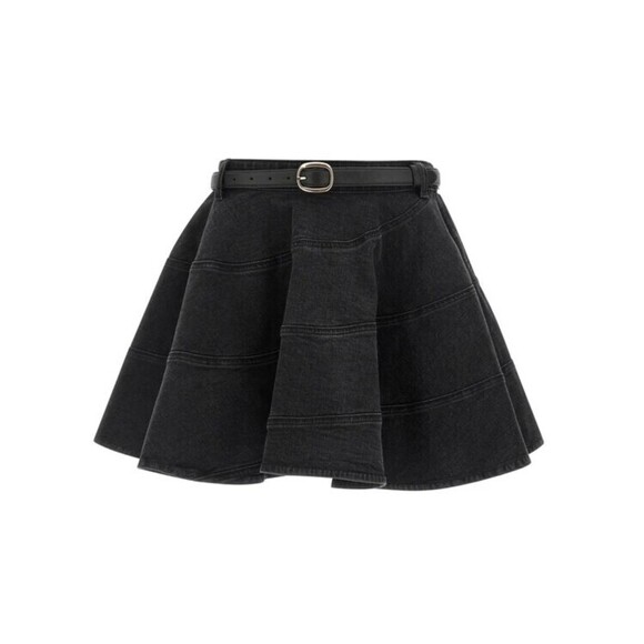 Self-Portrait Structured Cotton Denim Mini Skirt With Refined Closure - NWT